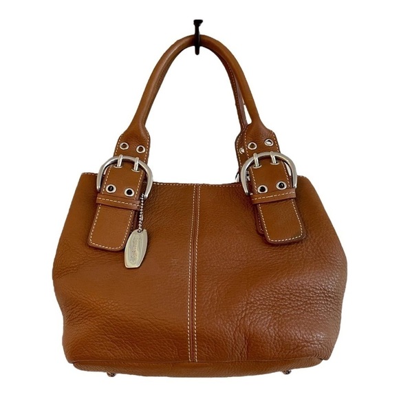 TIGNANELLO, NWOT, STYLISH BROWN LEATHER TOTE WITH DOUBLE HANDLES. - Picture 1 of 9